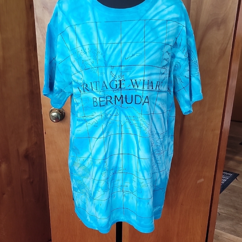 Bermuda Map Blue Tie Dye T Shirt